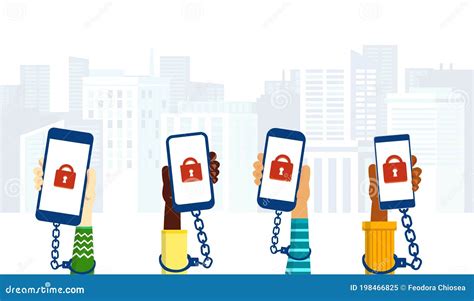 Vector of Children Hands Chained To Smartphones Stock Vector ...