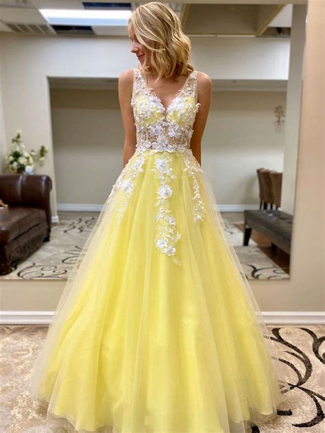 5+Modern Yellow Ball Gown Prom Dresses - Aemo57