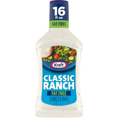 Kraft Classic Ranch Fat Free Salad Dressing, 16 fl oz Bottle - Walmart.com
