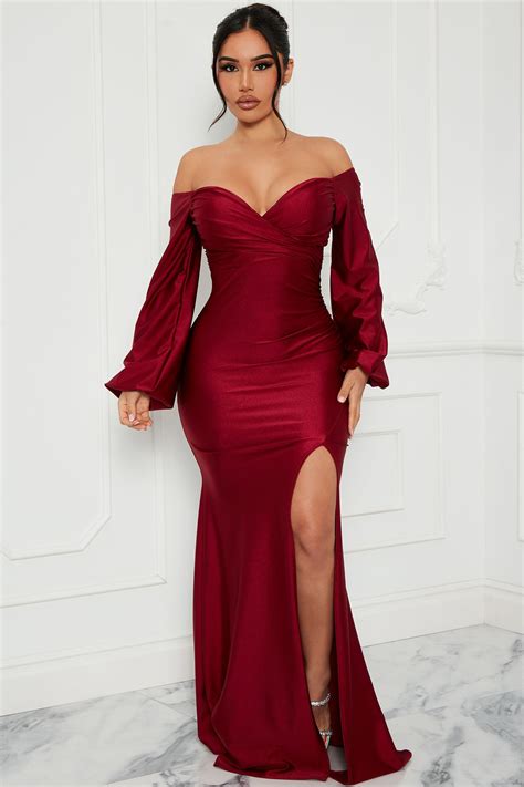 Denise Off Shoulder Maxi Dress - Wine | Fashion Nova
