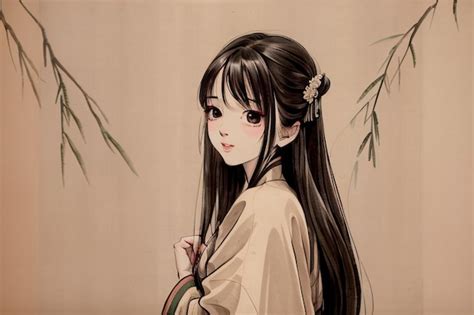 Premium AI Image | A japanese girl with long black hair and a long ...