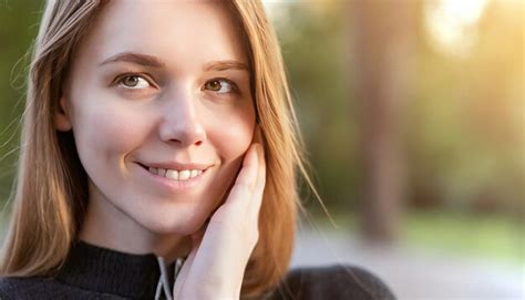 Premium Photo | SunKissed Cheek Young Womans Bliss with Copyspace