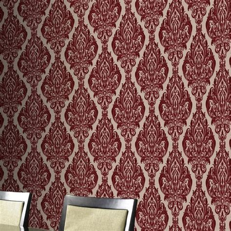 Graham & Brown Laurence Llewelyn-Bowen Red Flock Textured Damask ...