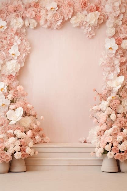 Premium Photo | Empty elegant floral wedding stage podium backdrop for ...