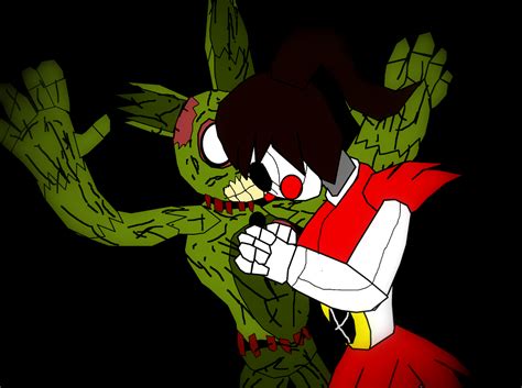 Baby gives Springtrap the kiss of death by alvaxerox on DeviantArt