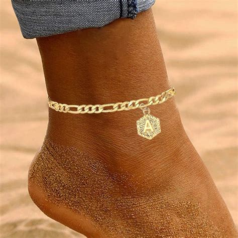 Personalized Initial Anklet Custom Gold Ankle Bracelet for Women