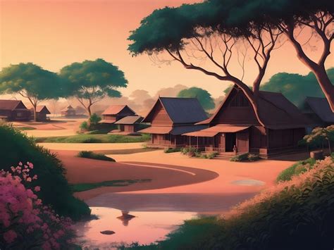 Premium AI Image | Beautiful village Ai Generated