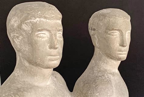 "Men Clasping Hands, " Unique Art Deco Sculpture of Nude Male Couple at