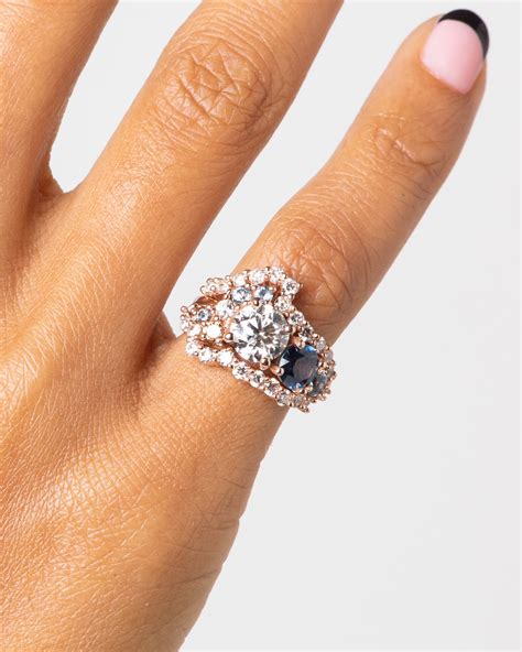 custom diamond  blue sapphire cluster ring bario neal