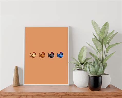 Stardew Valley Inspired Chickens Poster Wall Art Print Multiple Sizes ...