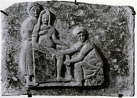 Funerary Relief of a Midwife, from Ostia, Italy, ca. 150-200, painted ...