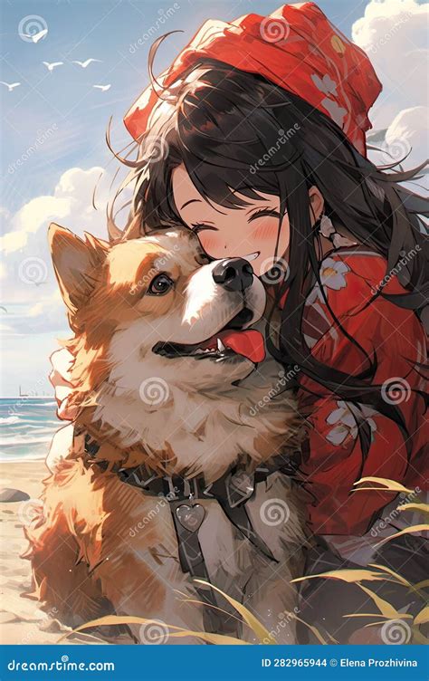 Drawing Girl With Dog at Matthew Calzada blog