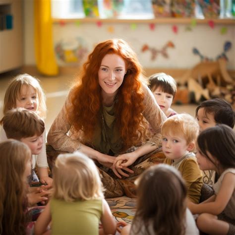 Premium Photo | A childcare teacher with childs