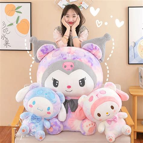 Sanrio Plush Kawaii Kuromi My Melody Cinnamoroll Tie-Dye Plush Toy Cut ...