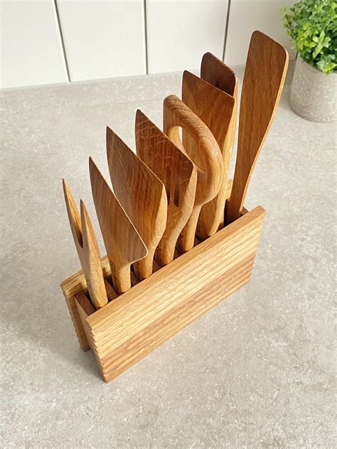 8 Wood Kitchen Spatula Set Pack Wooden Kitchen Utensils Set, Wooden ...