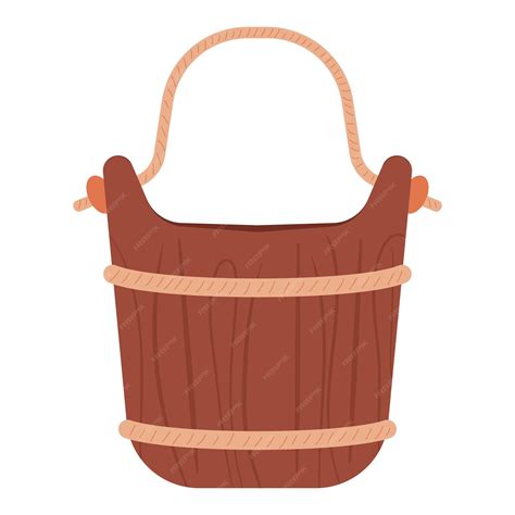 사우나 를 위한 나무 바구니 바탕 에 고립 된 터 만화 일러스트레이션 | 프리미엄 벡터
