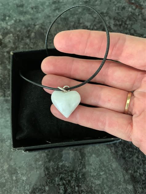 Beautiful Gift, White Stone Heart Necklace, Italian Marble Necklace