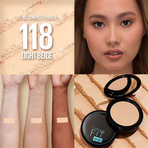MAYBELLINE, Fit Me Compact Powder [12HR Oil Control] - 118 Light Beige ...