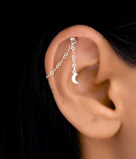upper helix moon chain helix piercing helix piercing chain earring