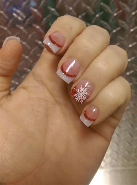 French Tip Nails With Christmas Lights