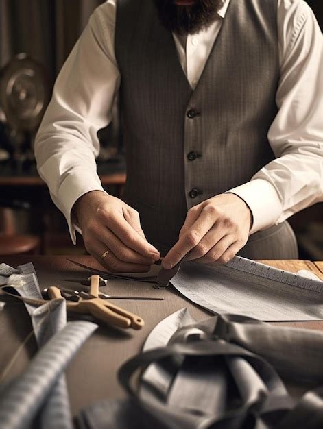 Premium AI Image | couturier with a scissors in hands in workshop on ...