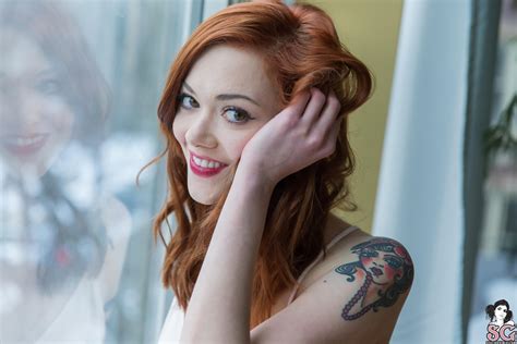 Maud Winter Window, Redhead, Women, Maud Suicide, Tattoo, Smiling