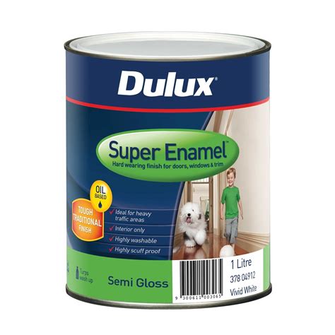 Dulux 1L Super Enamel Paint Semi Gloss Vivid White - Bunnings New Zealand