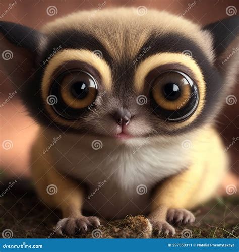 Cute Sloth Cartoon Very Little Nice Animal with Big Eyes Stock Image ...