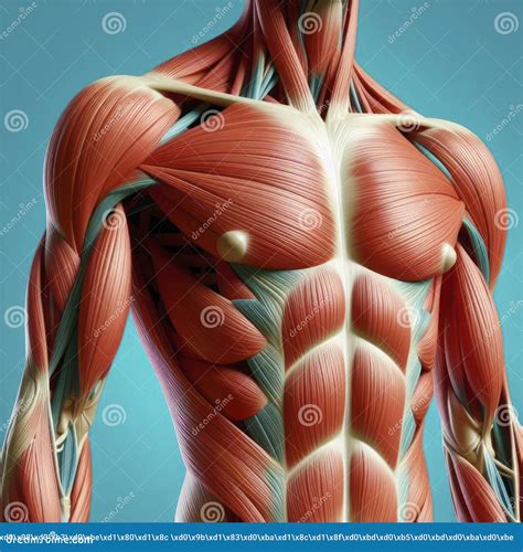 Anatomical Illustration Of Muscles In The Upper Body Isolated On Bright