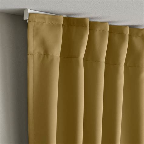 MAJGULL room darkening curtains, 1 pair, with heading tape/beige-yellow ...