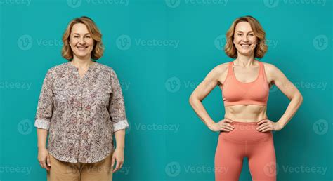 Transformation journey, health, and fitness, before and after concept