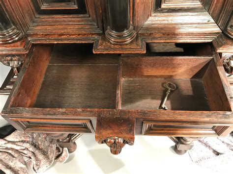 Cabinet on Stand Dutch Renaissance Oak Ebonised Secret Locking