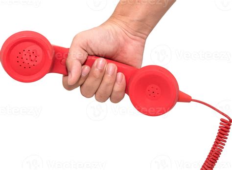 Hand holding red phone urgent call for you isolated 11027347 PNG