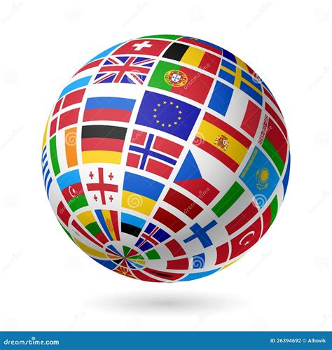 Flags глобус. Европа. иллюстрация вектора. иллюстрации насчитывающей ...