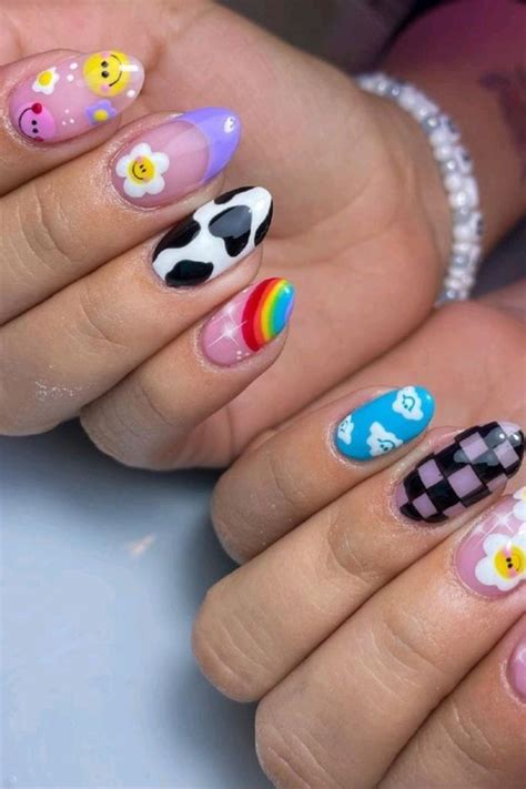 colourful nail paint ideas 💅 🎨 | Summery nails, Cute nails, Hippie nails