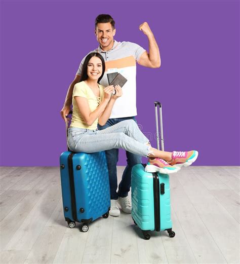 couple  suitcases    passports  summer trip