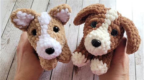 🐶СОБАЧКА С ДЛИННЫМИ УШАМИ ИЗ ПЛЮШЕВОЙ ПРЯЖИ ВЯЗАНАЯ КРЮЧКОМ👍crochet dog ...