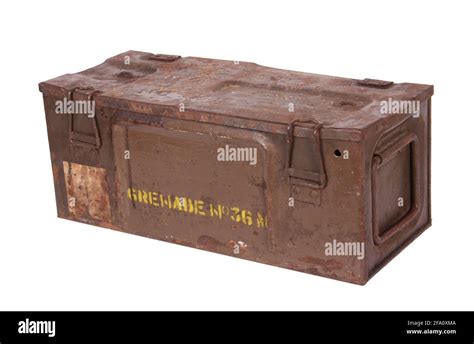 grenade box isolated  white stock photo alamy