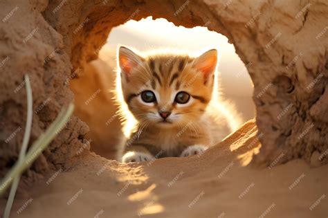 premium photo sand cat  desert natural environment wildlife photography