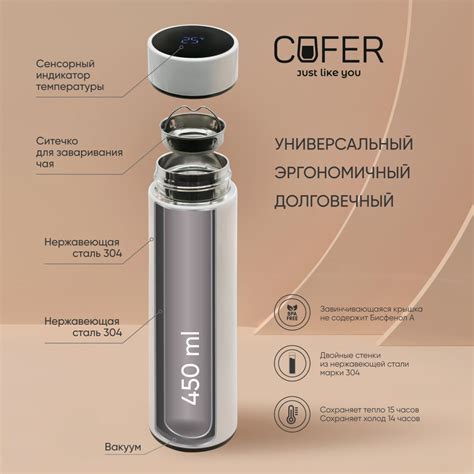 Термос Reactor софт-тач с датчиком температуры красный. Купить - Cofer.ru