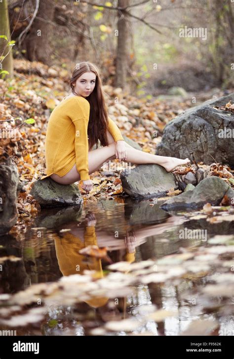 outdoor portrait  beautiful girl  autumn forest stock photo alamy