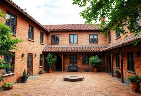 stunning brick courtyard   city setting premium ai generated image