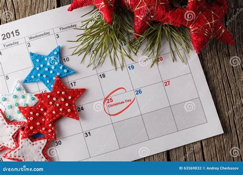 Calendar with Marked Date of Christmas Day Stock Photo - Image of