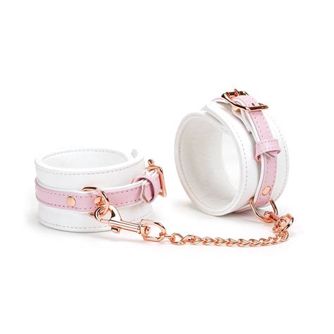Fairy: White & Pink Leather Ankle Cuffs with Rose Gold Hardware – Liebe