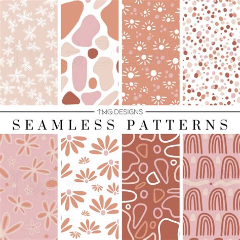 Modern Boho Abstract Seamless Patterns Digital Scrapbook Paper | Etsy