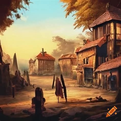 Village scene on Craiyon