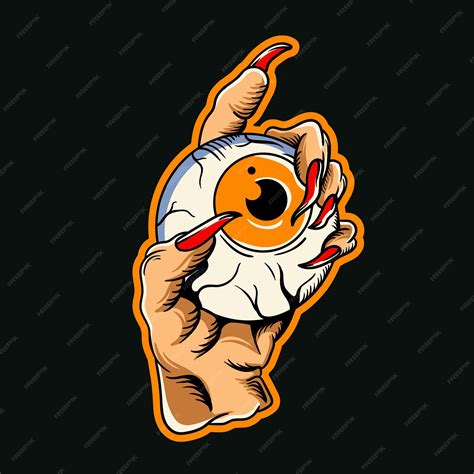 Premium Vector | Hand drawn illustration of a devil hand holding an eyeball