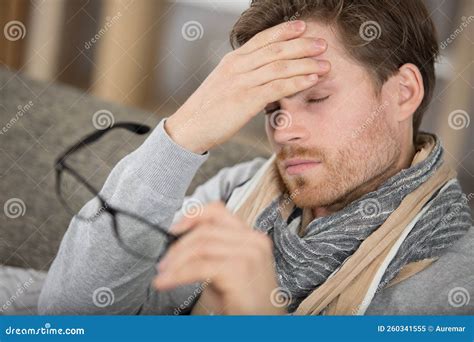 tired man suffering  dry eyes syndrome stock image image
