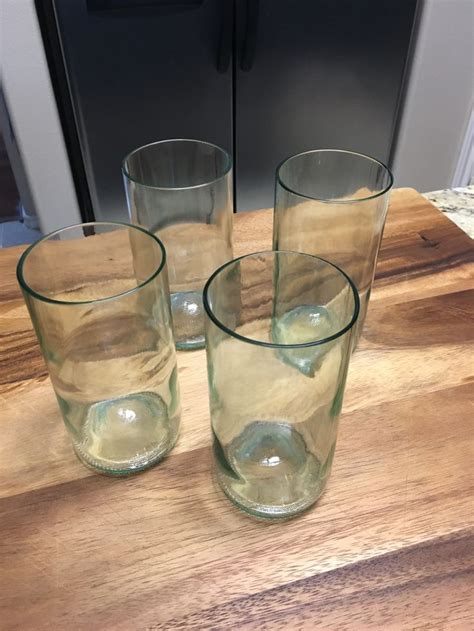 Upcycled aqua drinking glasses made from reclaimed wine bottles - by ...