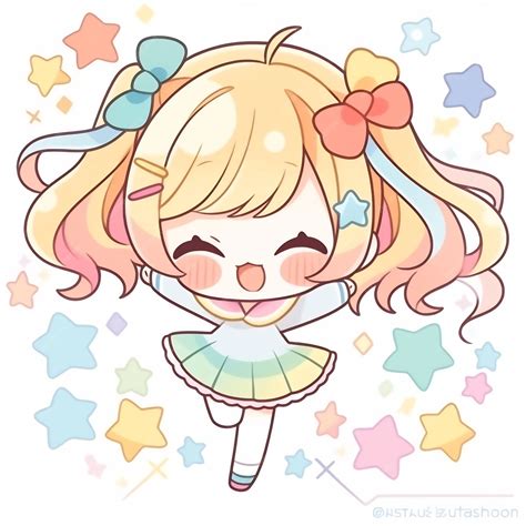 Premium Photo | Kawaii Chibi Anime Girl Stickers Cute Simple and